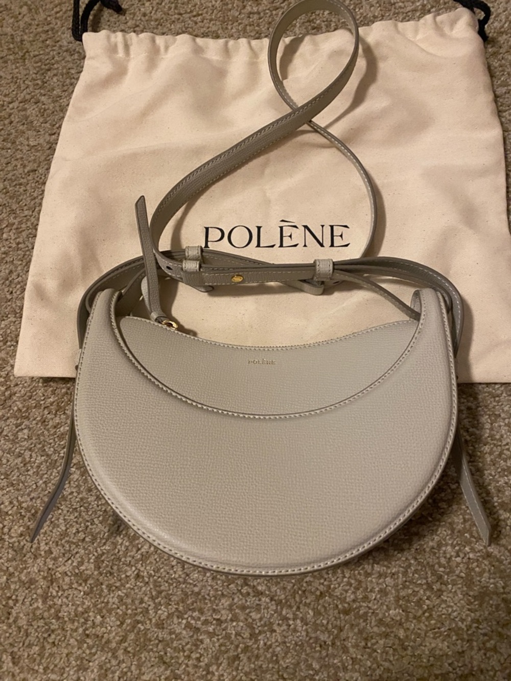 Polène Creme Half-Moon Crossbody Bag